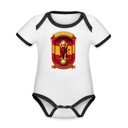 Spain Lion Victory T-Shirt, Flag Pride Crest Gift - Organic Contrast SS Baby Bodysuit