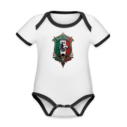 Italy heritage Wolf Fury Tee, Pride Badge Gift - Organic Contrast SS Baby Bodysuit