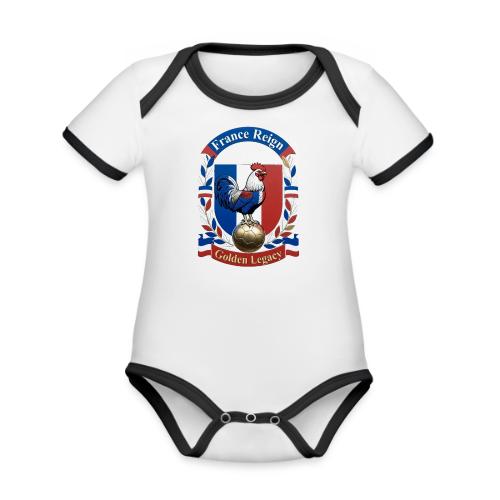 France Rooster Reign T-Shirt, Tricolore Pride Gift - Organic Contrast SS Baby Bodysuit
