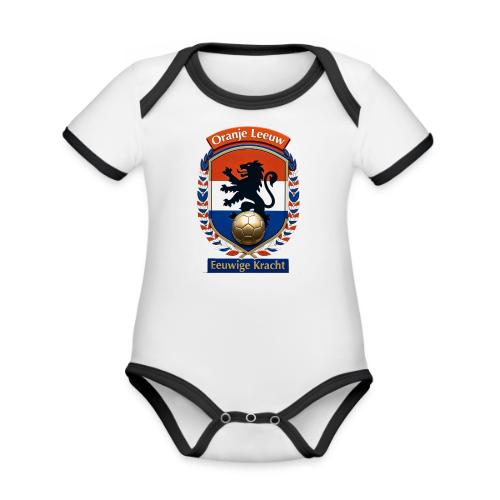 Netherlands Lion Premium T-Shirt, Dutch Flag Gift - Organic Contrast SS Baby Bodysuit