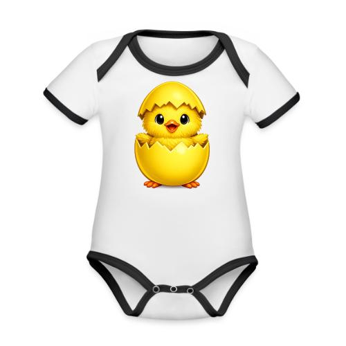Easter Chick yellow - Organic Contrast SS Baby Bodysuit