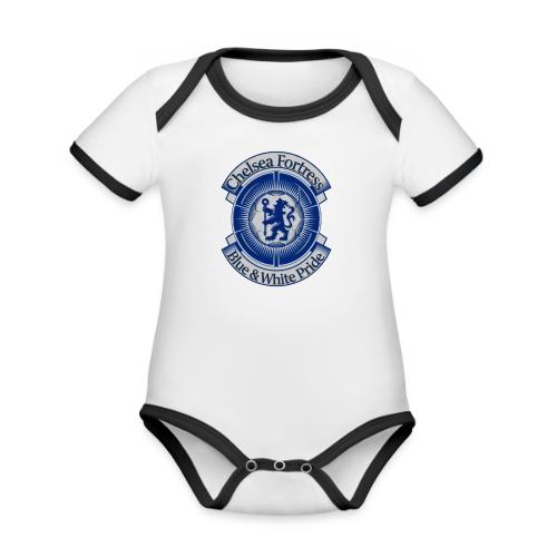 Chelsea Fortress T Shirt, Soccer City Pride Gift - Organic Contrast SS Baby Bodysuit