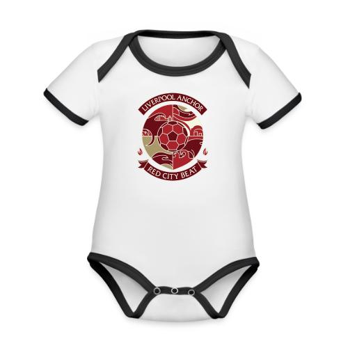 Liverpool Anchor T Shirt, Soccer City Pride Gift - Organic Contrast SS Baby Bodysuit