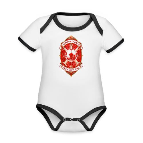 Red London Cannon T Shirt,Football City Pride Gift - Organic Contrast SS Baby Bodysuit