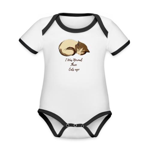 I Was Normal Three Cats Ago Funny Cat T-Shirt - Organic Contrast SS Baby Bodysuit