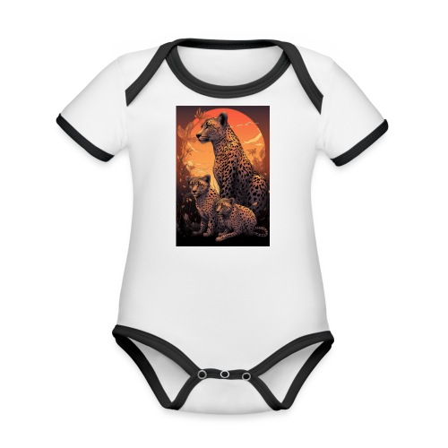 Cheetah Family #4 - Organic Contrast Short Sleeve Baby Bodysuit