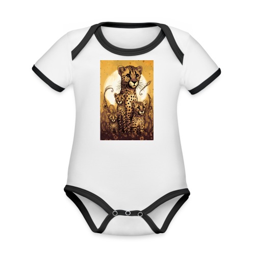 Cheetah Family #1 - Organic Contrast Short Sleeve Baby Bodysuit