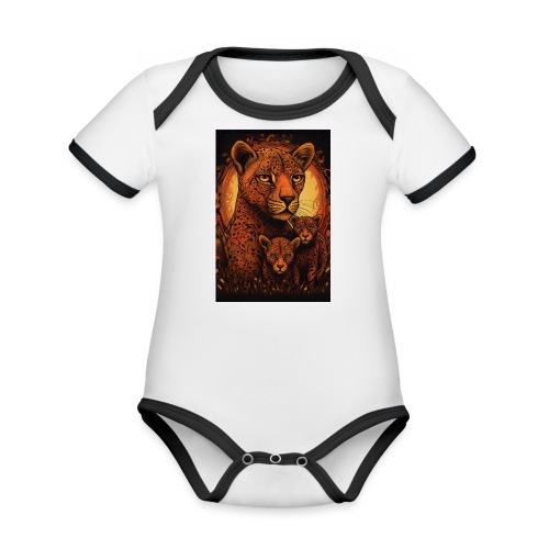 Cheetah Family #3 - Organic Contrast Short Sleeve Baby Bodysuit