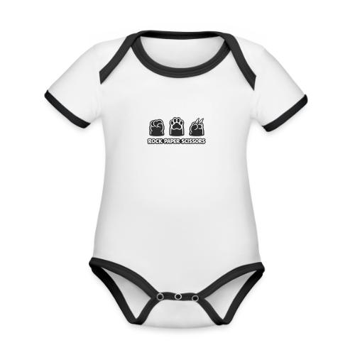 Playful Dog Paw Rock Paper Scissors - Organic Contrast SS Baby Bodysuit