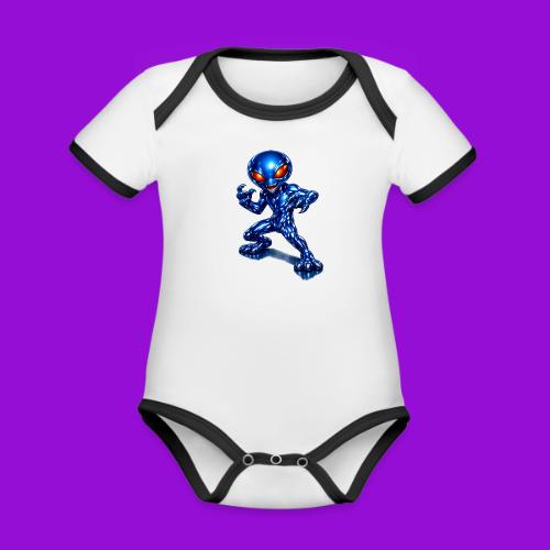 Angry Blue Alien - Organic Contrast SS Baby Bodysuit