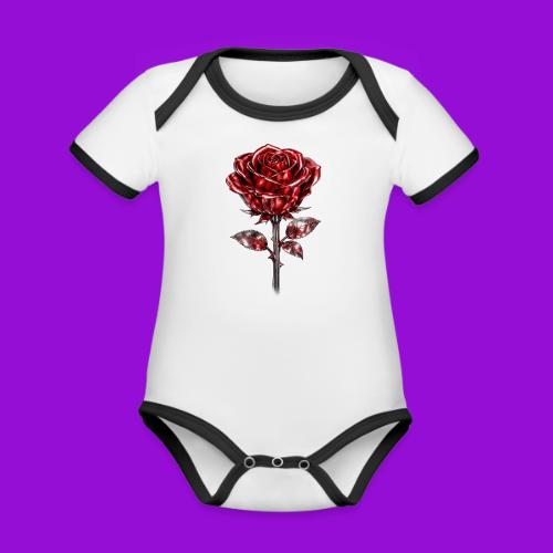 Silver Rose - Organic Contrast SS Baby Bodysuit