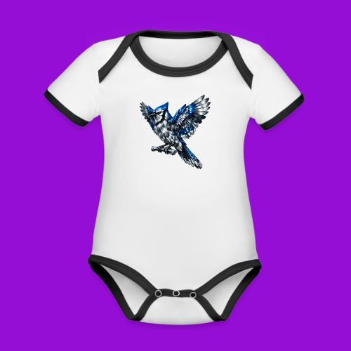 Silver Blue Jay Open Wing Perch - Organic Contrast SS Baby Bodysuit