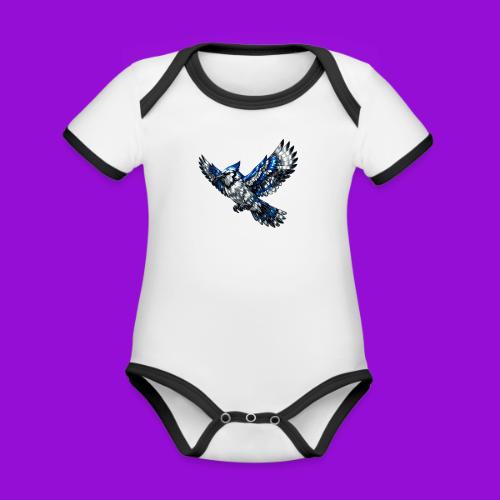 Silver Blue Jay in Flight - Organic Contrast SS Baby Bodysuit