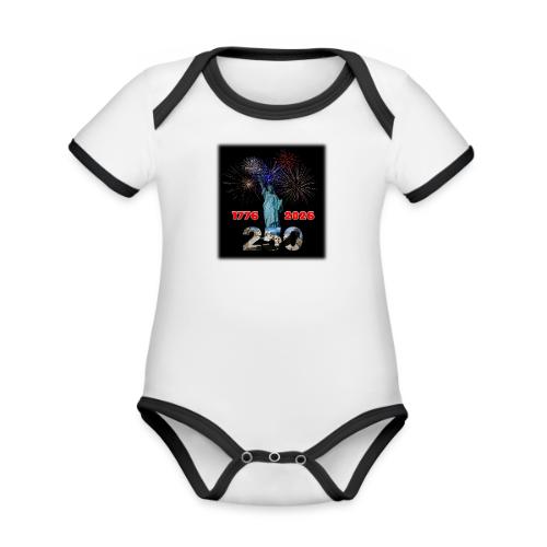 1776 - 2026 - 250 Years USA | Fireworks - Organic Contrast SS Baby Bodysuit