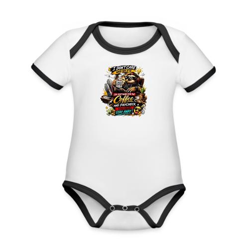 Just Here for Coffee and Paycheck - Organic Contrast SS Baby Bodysuit