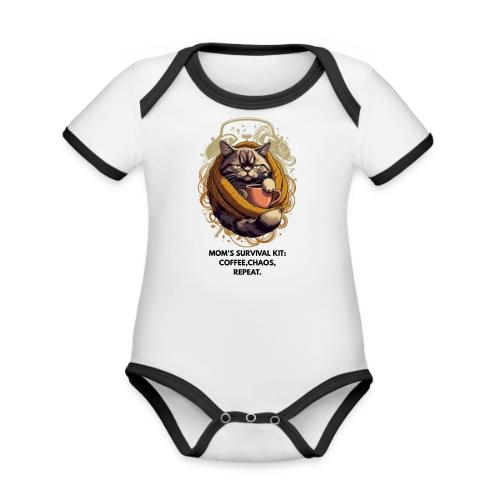 Powered by Sarcasm Cat Tee - Organic Contrast SS Baby Bodysuit
