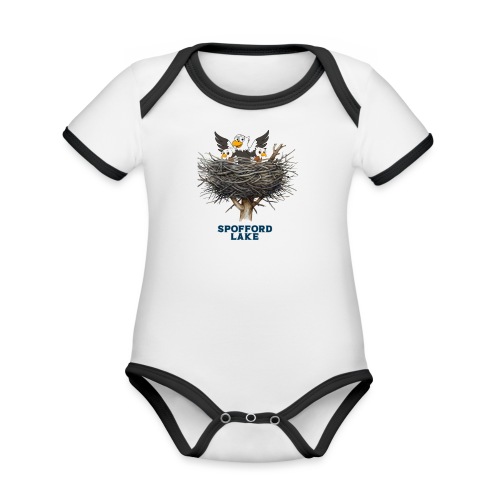 eagles in nest with two babies - Organic Contrast SS Baby Bodysuit