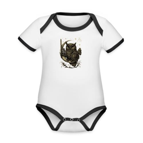 Moon Warrior Owl – Celestial Strength Tee - Organic Contrast SS Baby Bodysuit