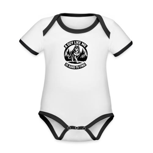 Funny Wolf Shirt – Hard to Find Retro Tee - Organic Contrast SS Baby Bodysuit