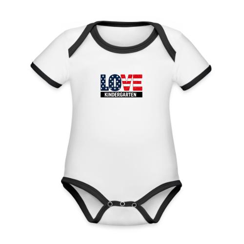 Love Kindergarten Patriotic Graduation - Organic Contrast SS Baby Bodysuit