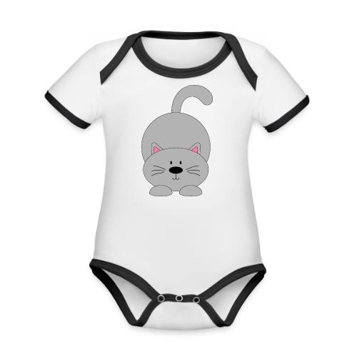 Lovely Grey Kitty - Soft Cozy Newborn Gift - Organic Contrast SS Baby Bodysuit
