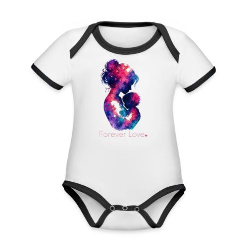 Forever Love-Vibrant Watercolor Mother-Child - Organic Contrast SS Baby Bodysuit
