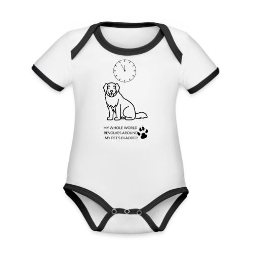 My Pet's Bladder World T-Shirt | Funny Dog/Cat Own - Organic Contrast SS Baby Bodysuit