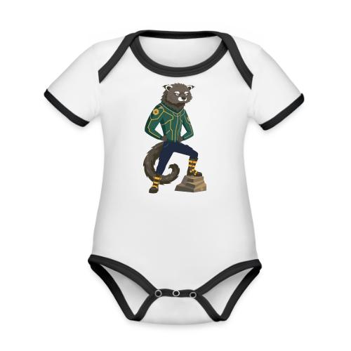 Raccoon Ranger in Neon Armor - Organic Contrast SS Baby Bodysuit