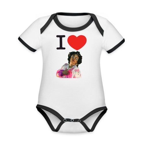 I Love Ms Della - Organic Contrast Short Sleeve Baby Bodysuit