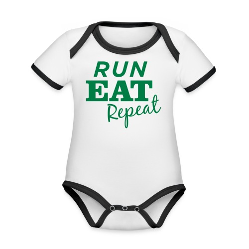 Run Eat Repeat buttons medium - Organic Contrast SS Baby Bodysuit