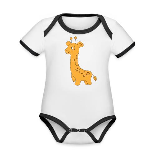 Playful Baby Giraffe - Infant Gear and Tea Cup - Organic Contrast SS Baby Bodysuit