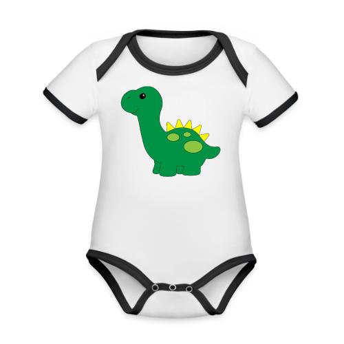 Friendly Green Dino - Infant Wear and Coffee Cup - Organic Contrast SS Baby Bodysuit