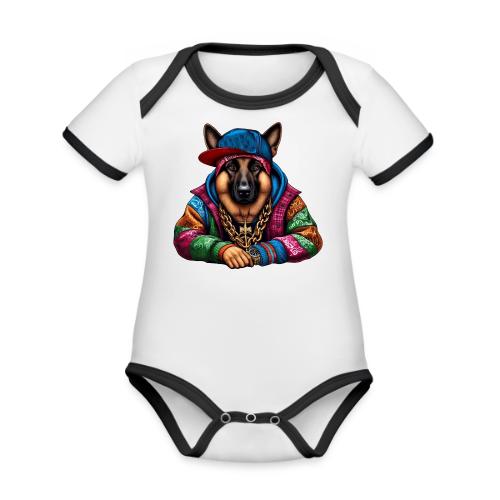 German Shepherd The Rapper Drawing - Organic Contrast SS Baby Bodysuit