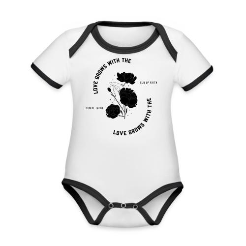 Love Grows With The Sun Of Faith - Organic Contrast SS Baby Bodysuit