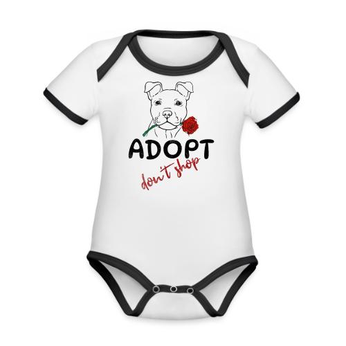 Retro Adopt Dont Shop Cute Puppy Rose Tee - Organic Contrast SS Baby Bodysuit