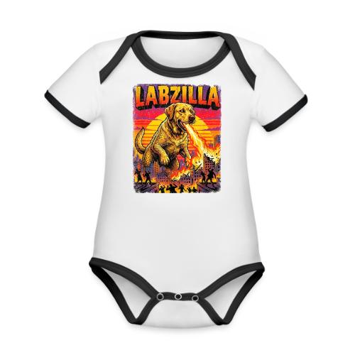 Labzilla Giant Yellow Labrador Monster Tee - Organic Contrast SS Baby Bodysuit