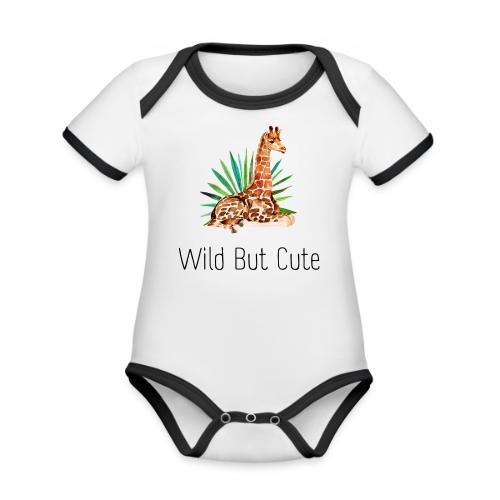 Wild but cute giraffe - Organic Contrast SS Baby Bodysuit