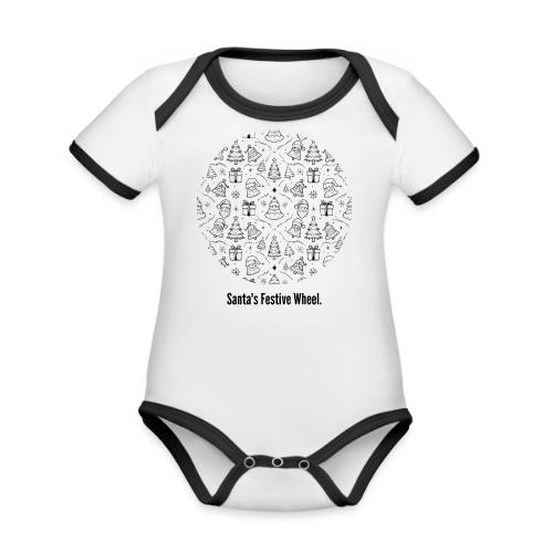 Santa's Festive Wheel T-Shirt - Organic Contrast SS Baby Bodysuit