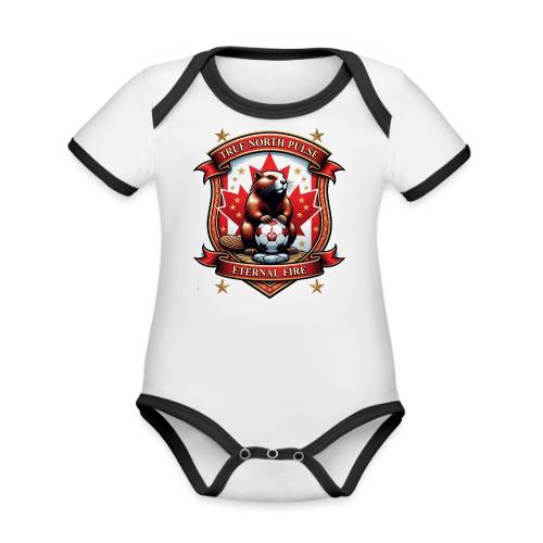 Canada Beaver Crest T-Shirt, Pride Badge Gift - Organic Contrast SS Baby Bodysuit