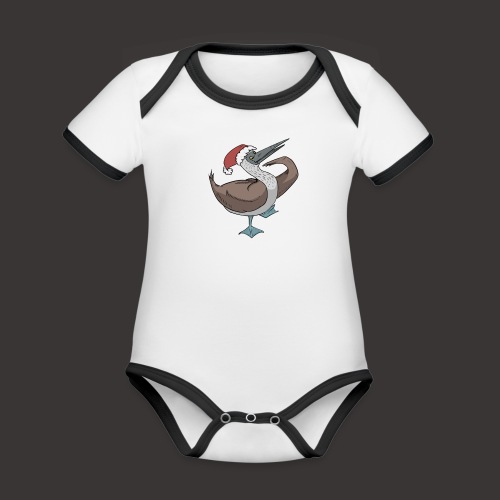 Boobie Bird Xmas Dance - Organic Contrast SS Baby Bodysuit