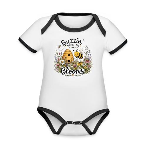 Buzzin' Through The Blooms - Organic Contrast SS Baby Bodysuit