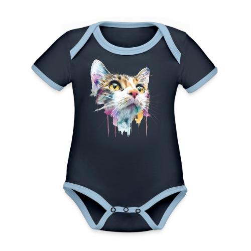 Chromatic Cat Splash - Organic Contrast SS Baby Bodysuit