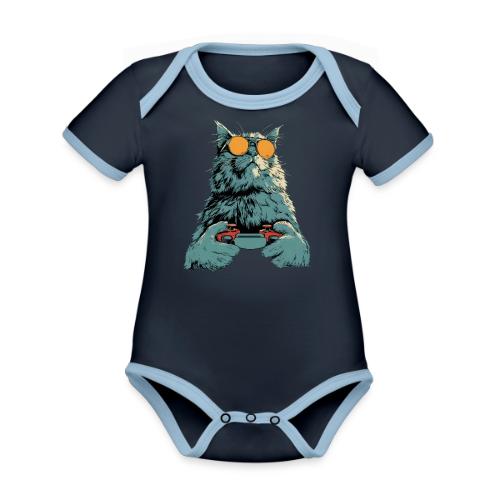 Cat: Fluff Mode On - Organic Contrast SS Baby Bodysuit