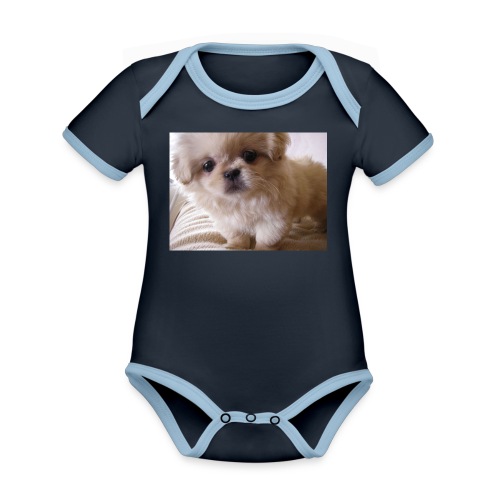 cutest puppy - Organic Contrast SS Baby Bodysuit