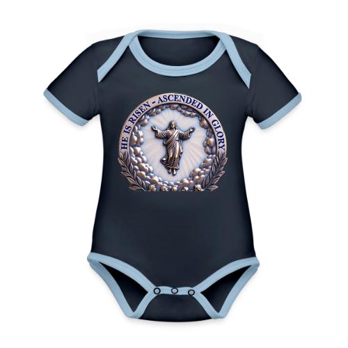 He Is Risen Ascended In Glory T Shirt, Gift - Organic Contrast SS Baby Bodysuit