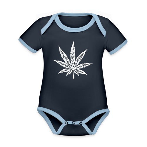Cannabis Leaf - Organic Contrast Short Sleeve Baby Bodysuit