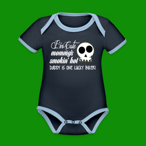 Daddy is One Lucky Biker - Organic Contrast SS Baby Bodysuit