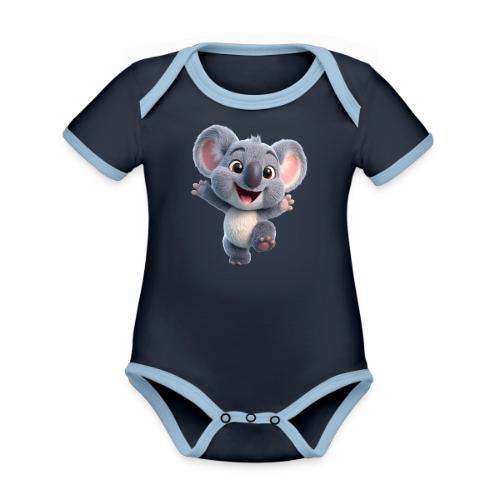 Joyful 3D Baby Koala with Arms Up - Organic Contrast SS Baby Bodysuit