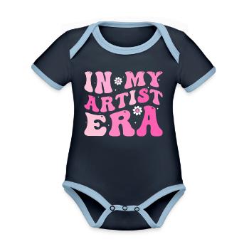 funny artist - Organic Contrast SS Baby Bodysuit - navy/sky - Front