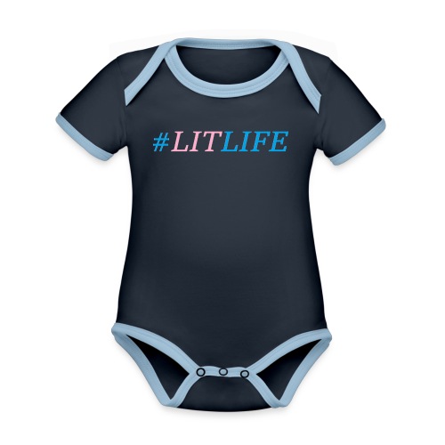 Lit Life Design Pink & Blue - Organic Contrast SS Baby Bodysuit